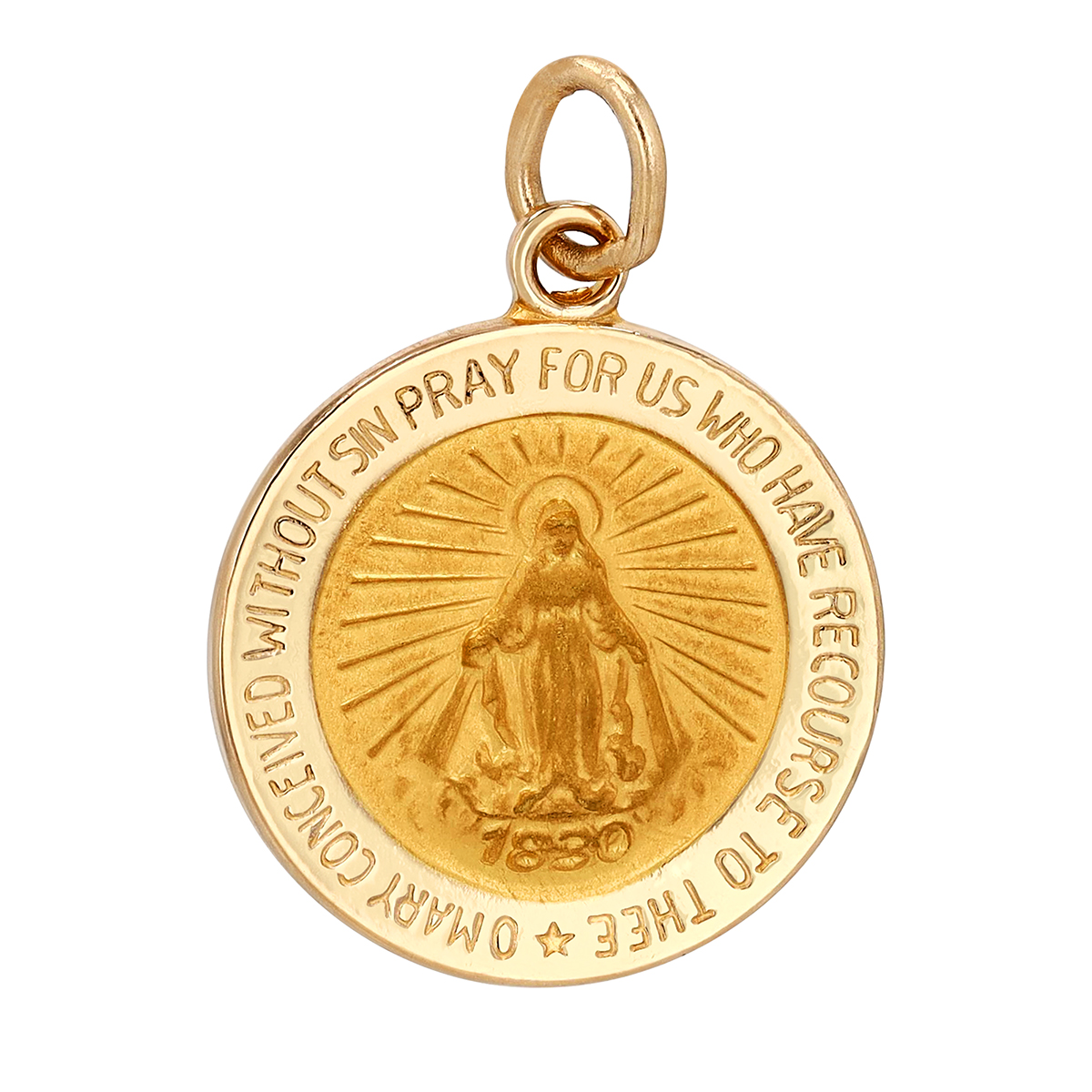 Yellow Gold Mary Religious Symbol Charm