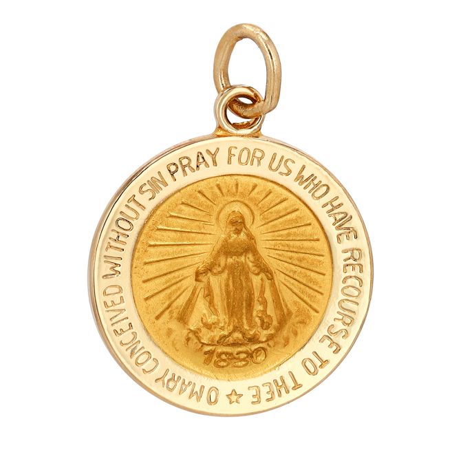 Yellow Gold Mary Religious Symbol Charm