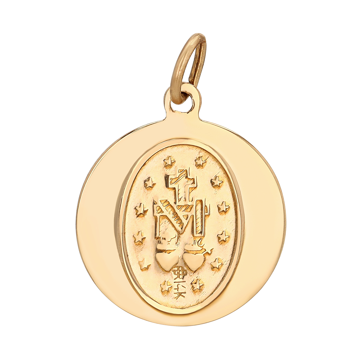 Yellow Gold Mary Religious Symbol Charm