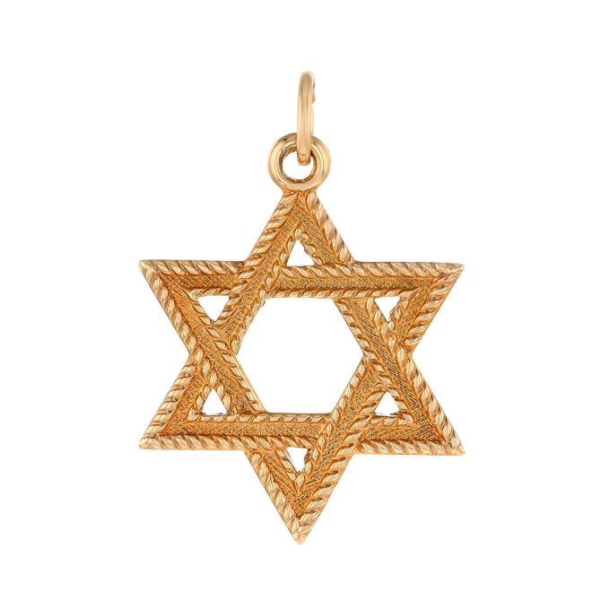 Yellow Gold Rope Edge Star of David Charm