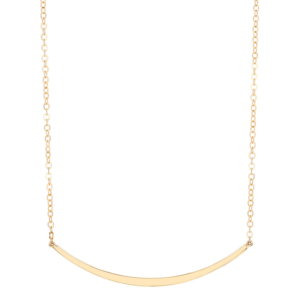 Yellow Gold Curved Tapered Bar Necklace, 18