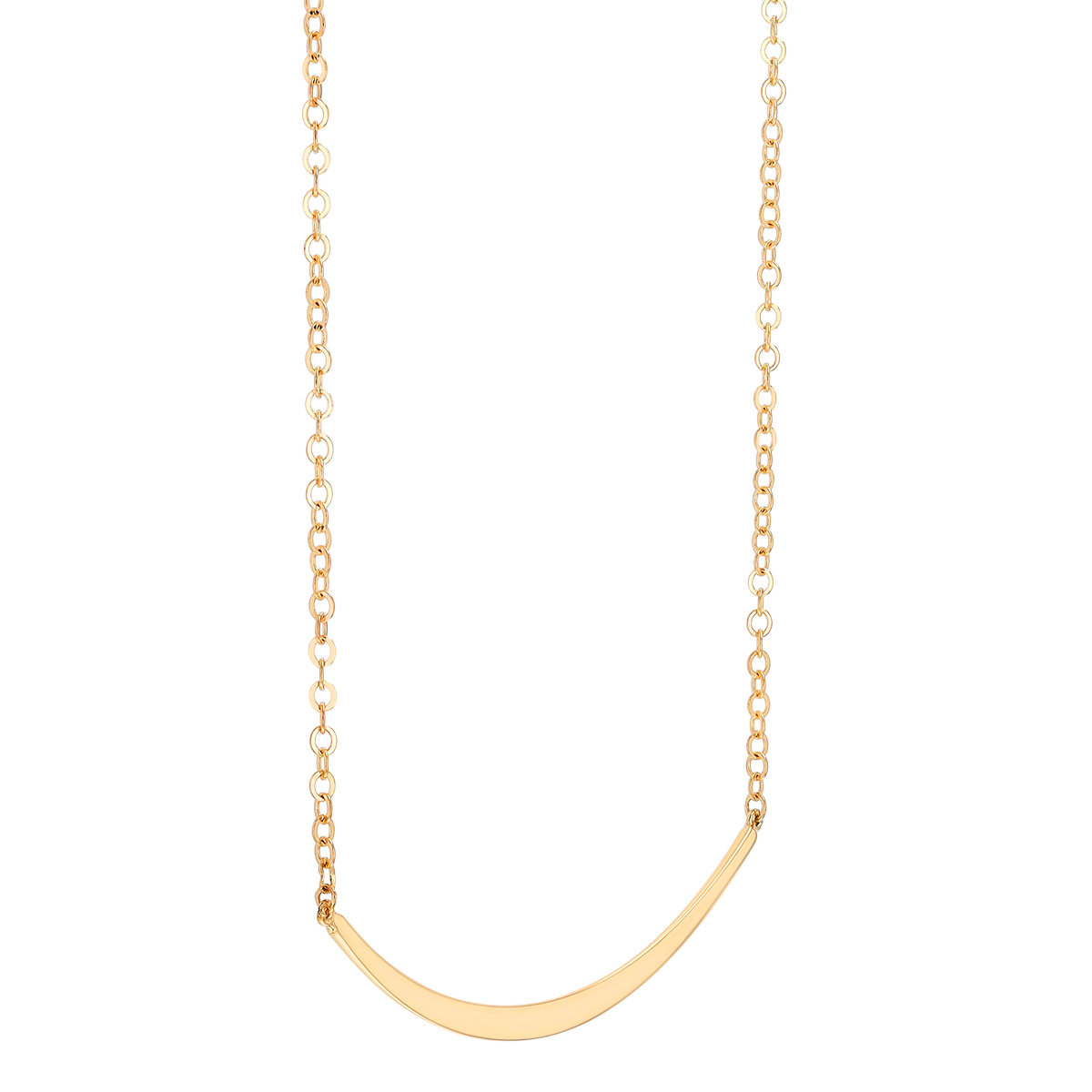Yellow Gold Curved Tapered Bar Necklace, 18