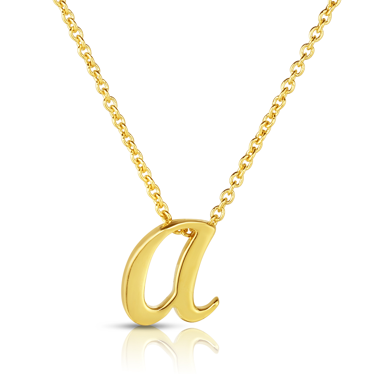Roberto Coin Tiny Treasures Script Initial Necklaces in Yellow Gold