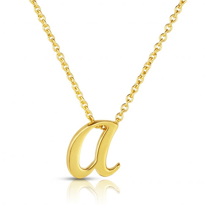 Roberto Coin Tiny Treasures Script Initial Necklaces in Yellow Gold