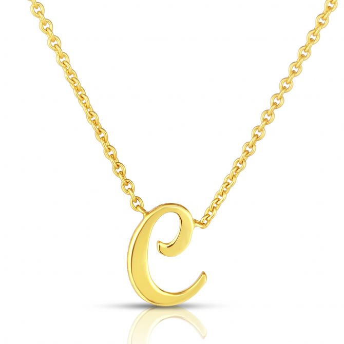 Roberto Coin Tiny Treasures Script Initial Necklaces in Yellow Gold