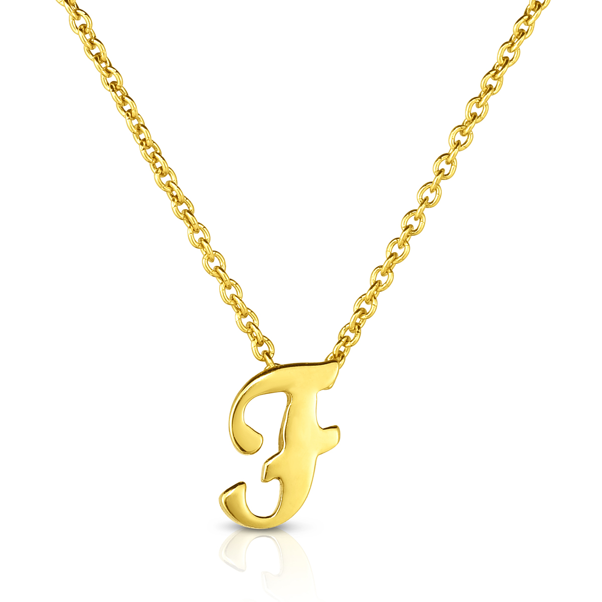 Roberto Coin Tiny Treasures Script Initial Necklaces in Yellow Gold