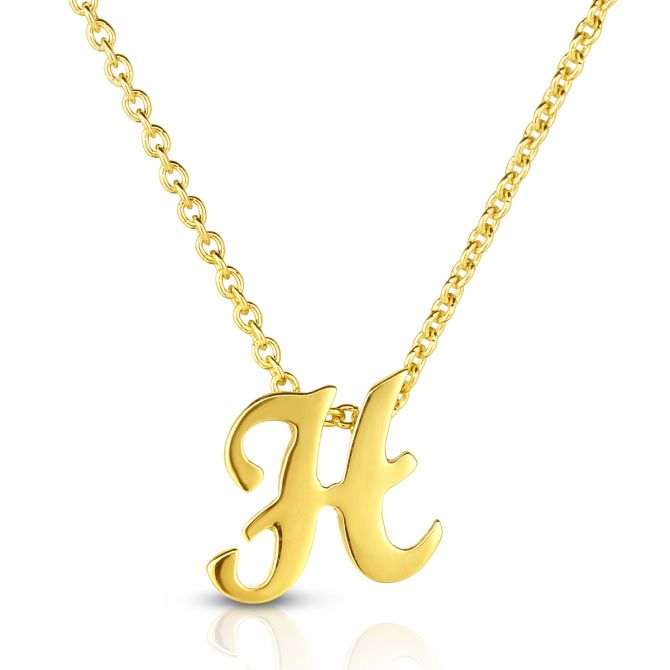 Roberto Coin Tiny Treasures Script Initial Necklaces in Yellow Gold