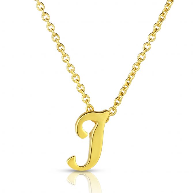 Roberto Coin Tiny Treasures Script Initial Necklaces in Yellow Gold