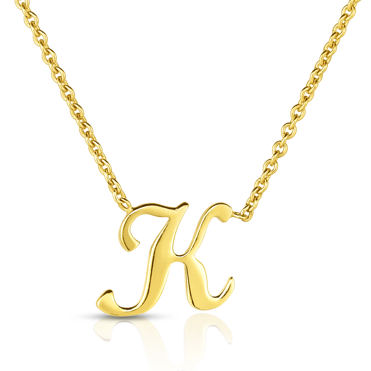 Roberto Coin Tiny Treasures Script Initial Necklaces in Yellow Gold