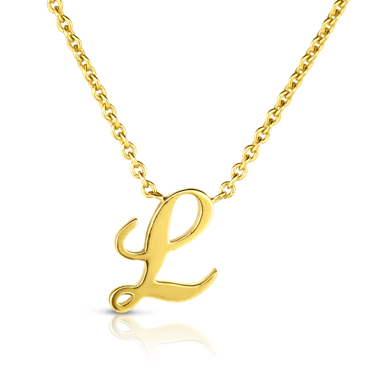 Roberto Coin Tiny Treasures Script Initial Necklaces in Yellow Gold