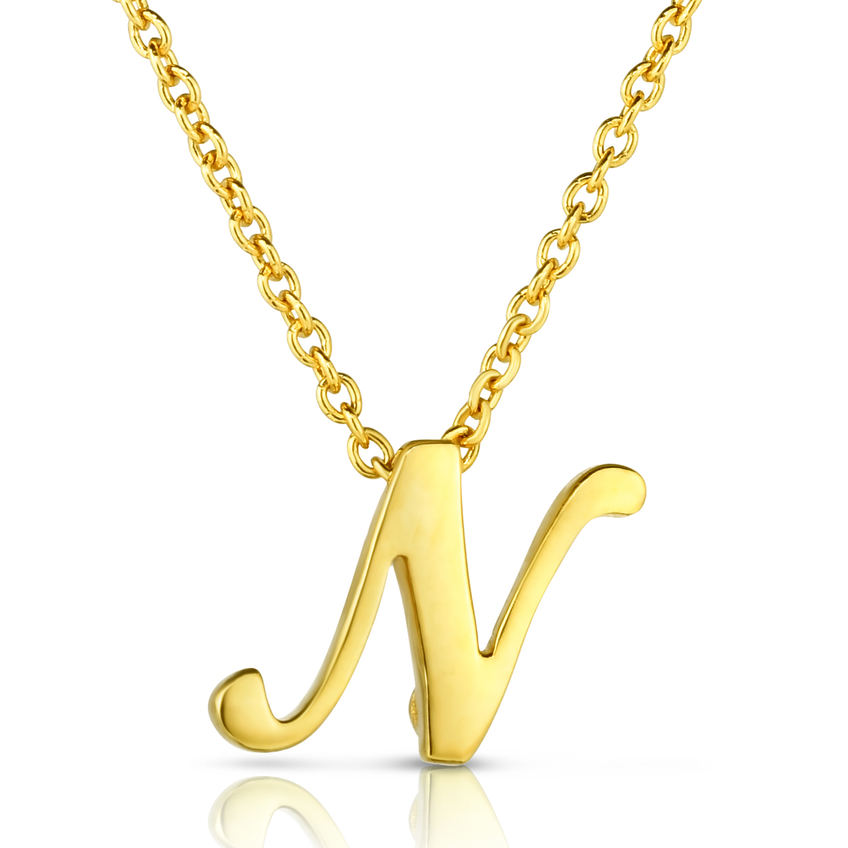 Roberto Coin Tiny Treasures Script Initial Necklaces in Yellow Gold