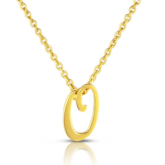Roberto Coin Tiny Treasures Script Initial Necklaces in Yellow Gold