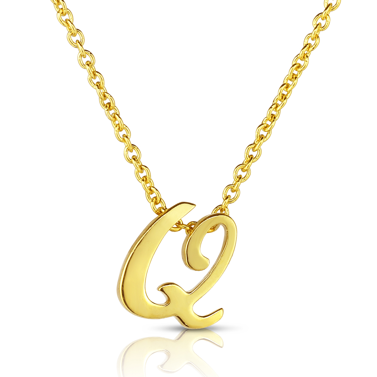 Roberto Coin Tiny Treasures Script Initial Necklaces in Yellow Gold