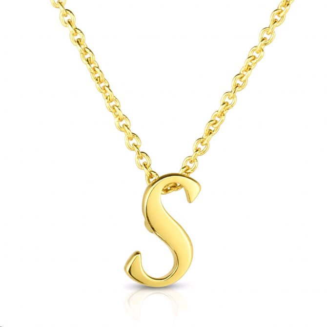 Roberto Coin Tiny Treasures Script Initial Necklaces in Yellow Gold