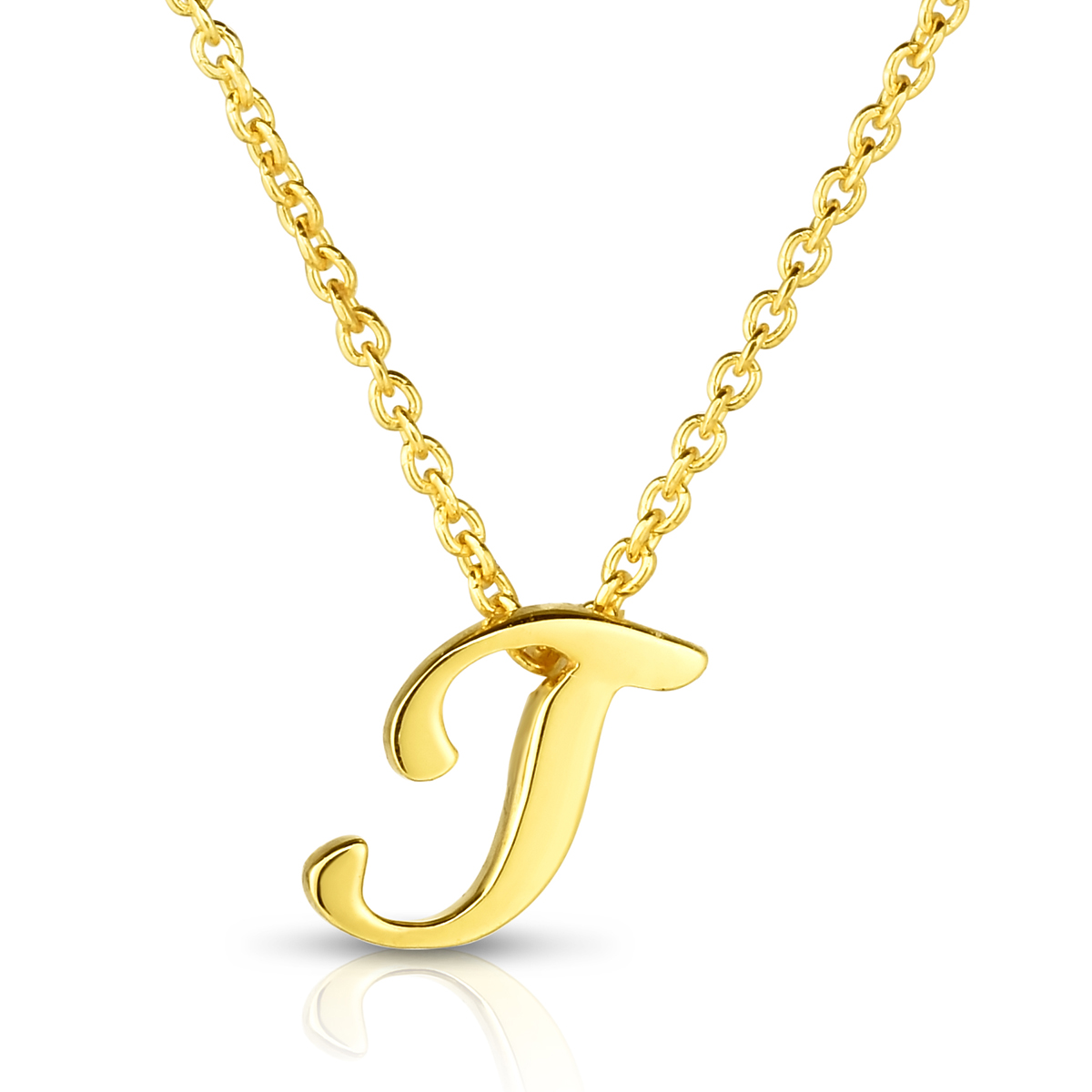 Roberto Coin Tiny Treasures Script Initial Necklaces in Yellow Gold