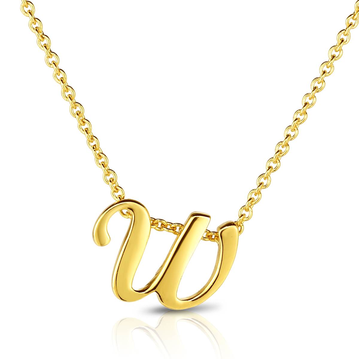 Roberto Coin Tiny Treasures Script Initial Necklaces in Yellow Gold