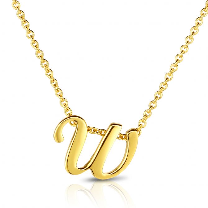 Roberto Coin Tiny Treasures Script Initial Necklaces in Yellow Gold