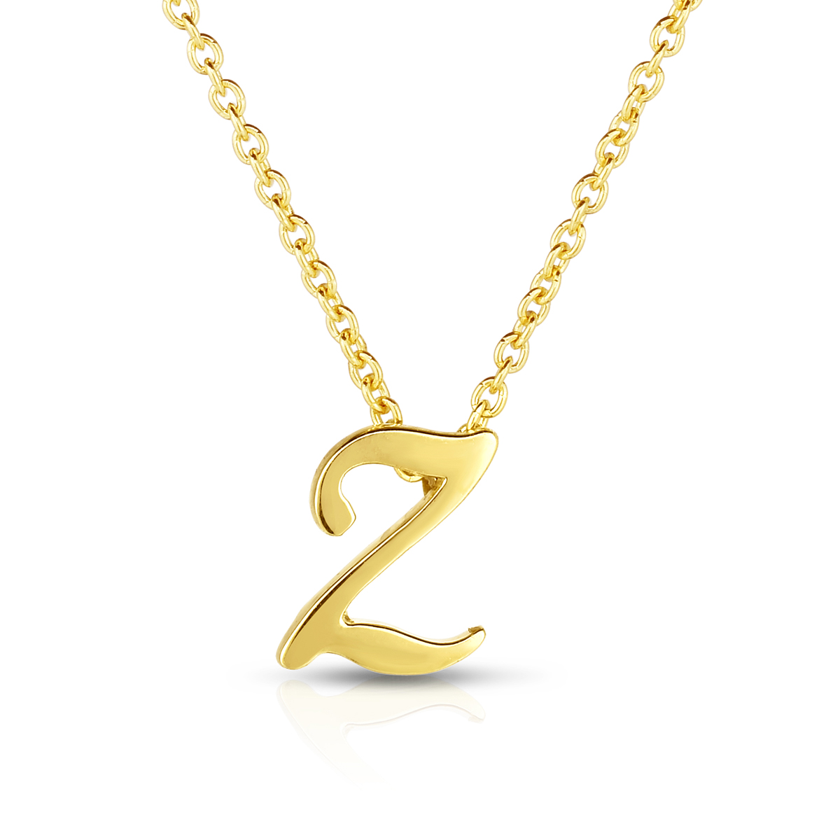 Roberto Coin Tiny Treasures Script Initial Necklaces in Yellow Gold