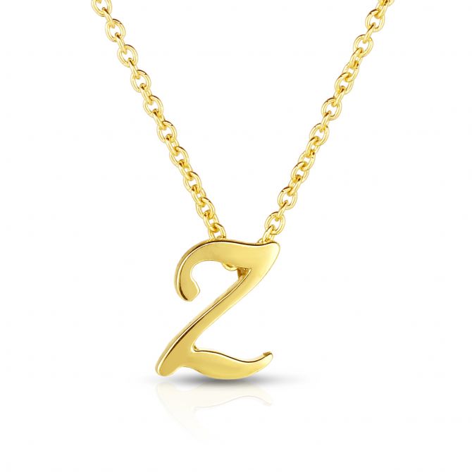 Roberto Coin Tiny Treasures Script Initial Necklaces in Yellow Gold