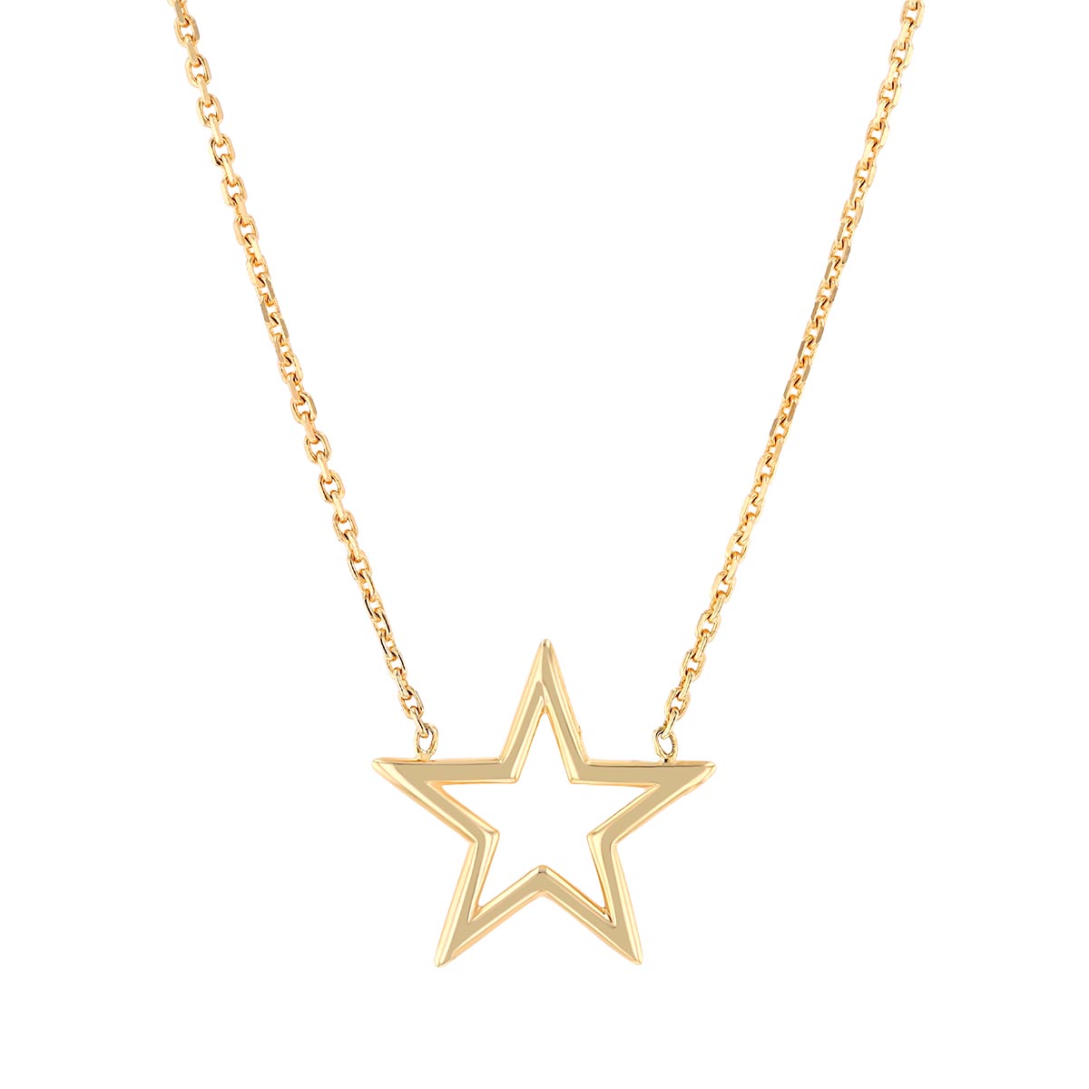 Open Star Necklace in Yellow Gold, 18