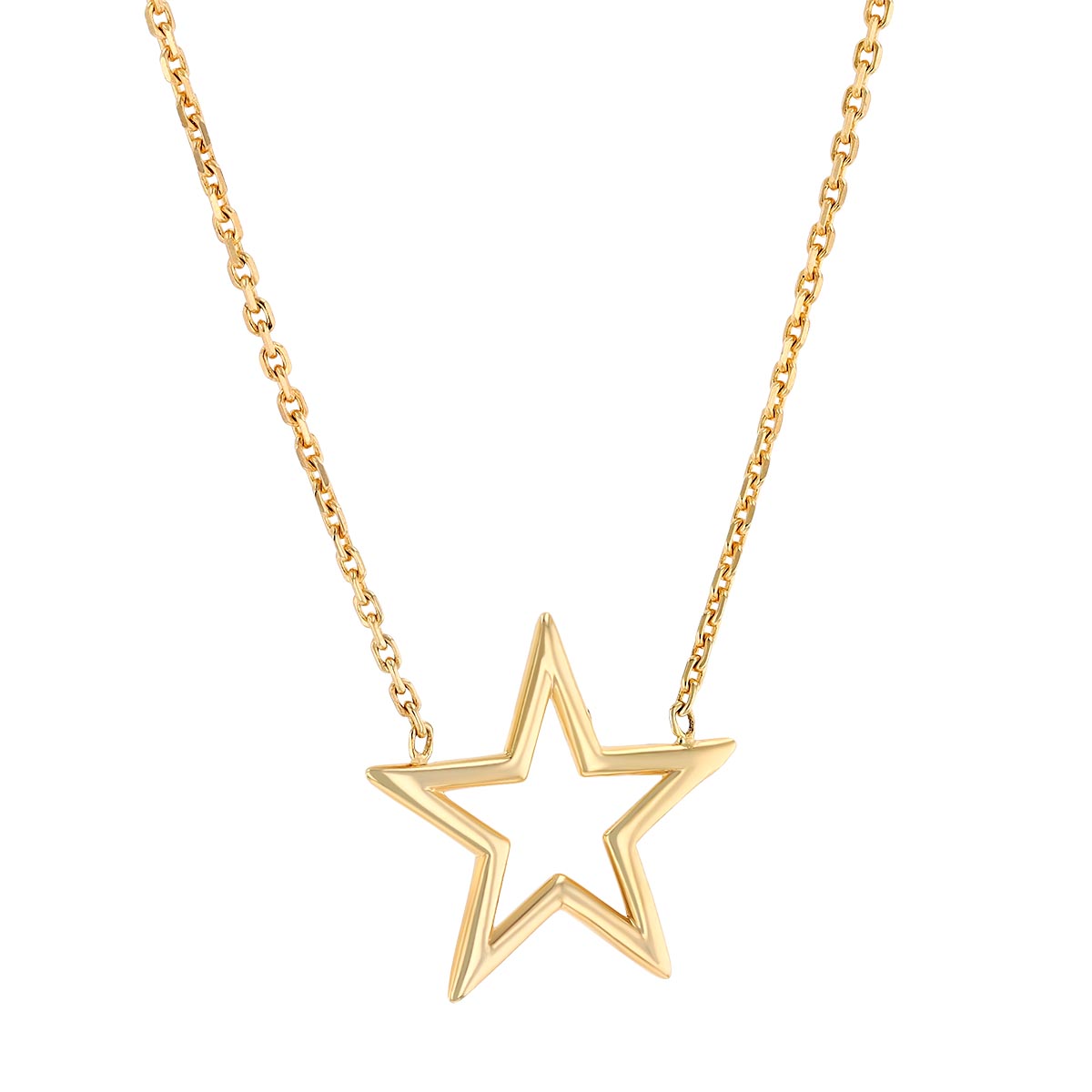 Open Star Necklace in Yellow Gold, 18