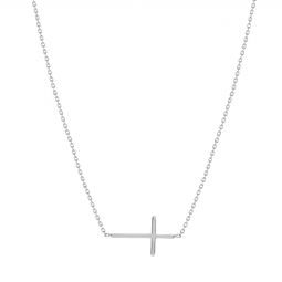 Image for Mini Sideways Cross Necklace in White Gold, 18"