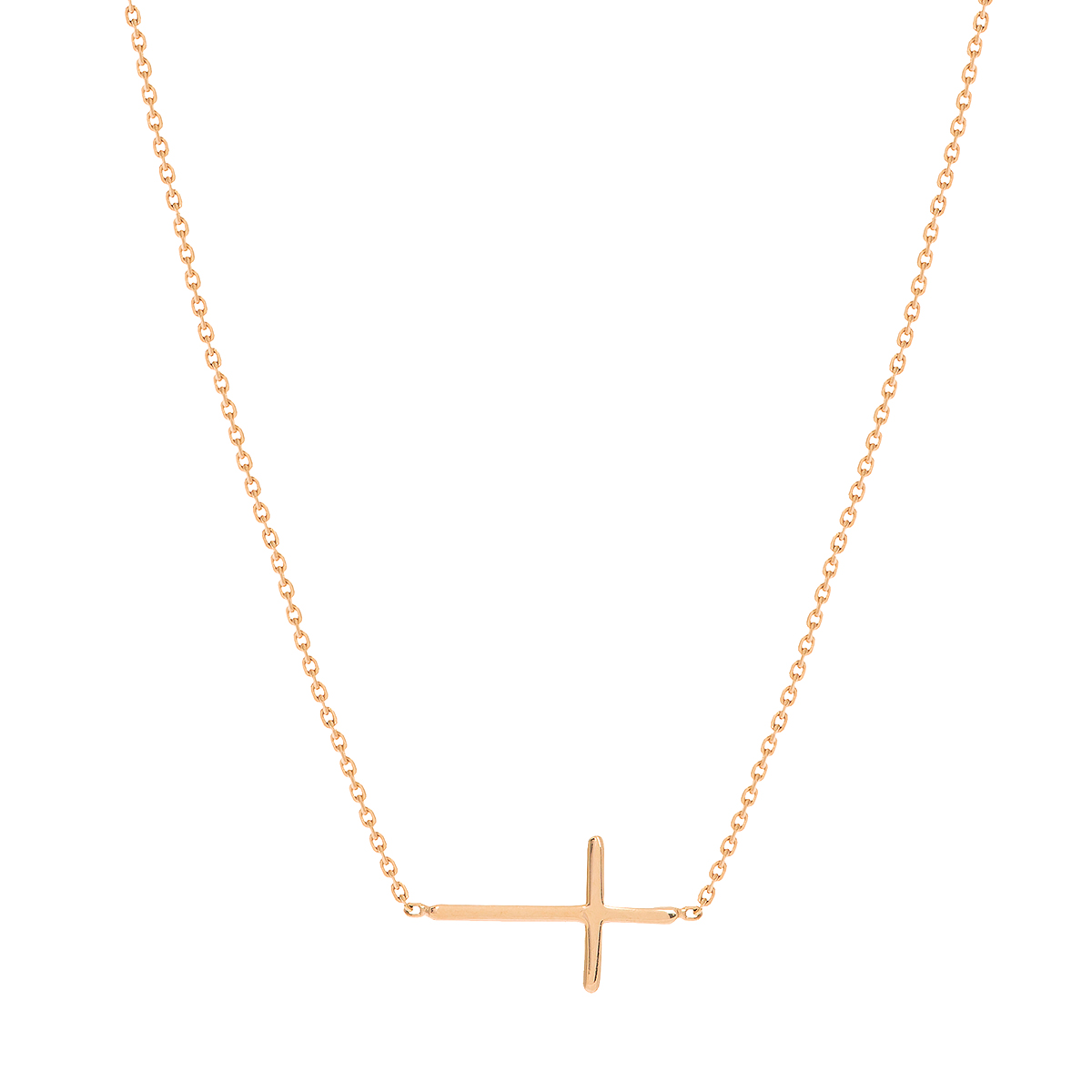 Rose gold cross necklace sideways Outlet