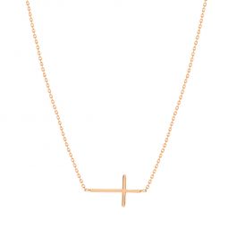 Image for Mini Sideways Cross Necklace in Rose Gold, 18"