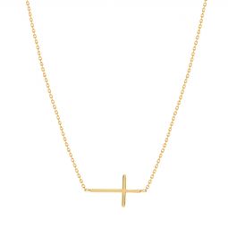 Image for Mini Sideways Cross Necklace in Yellow Gold, 18"