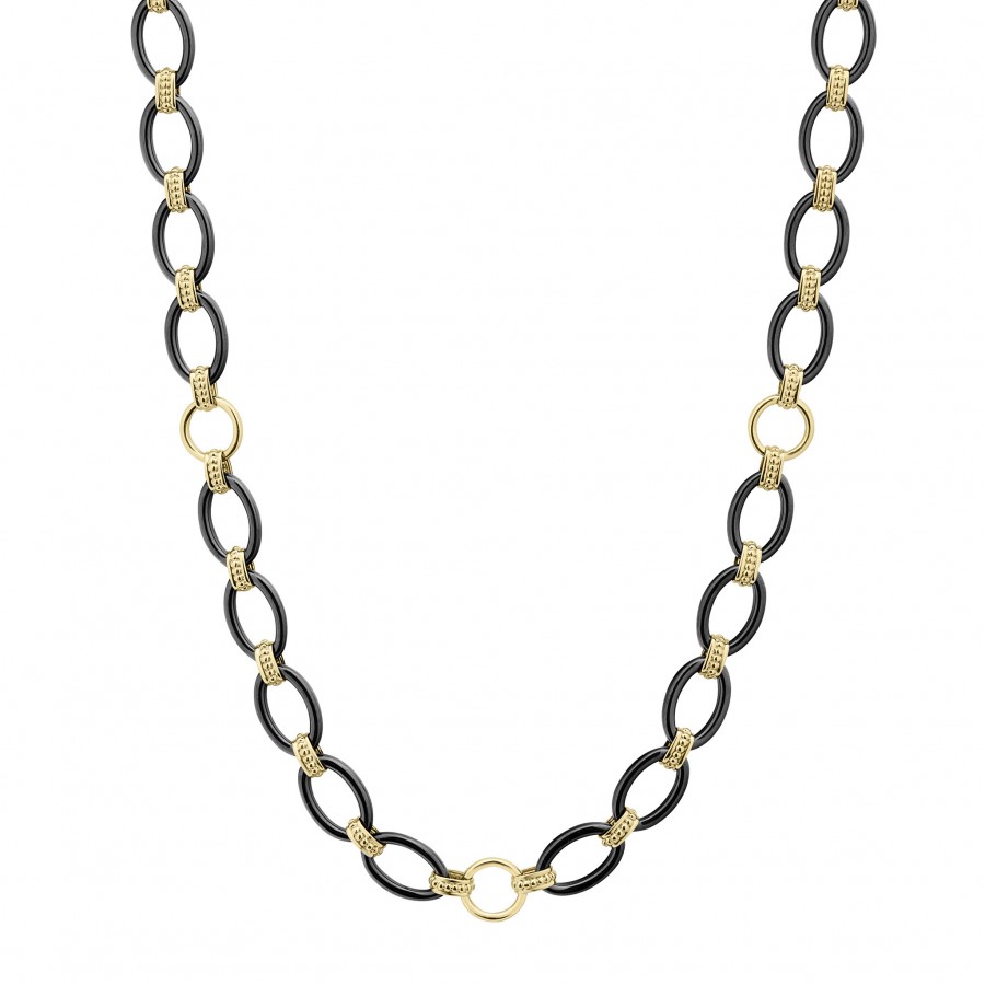 LAGOS Gold & Black Caviar Gold and Black Ceramic Necklace