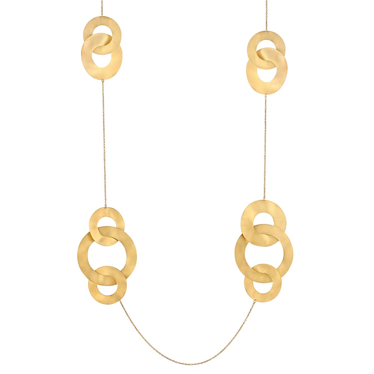Marika Yellow Gold Circle Link 5 Station Necklace, 38