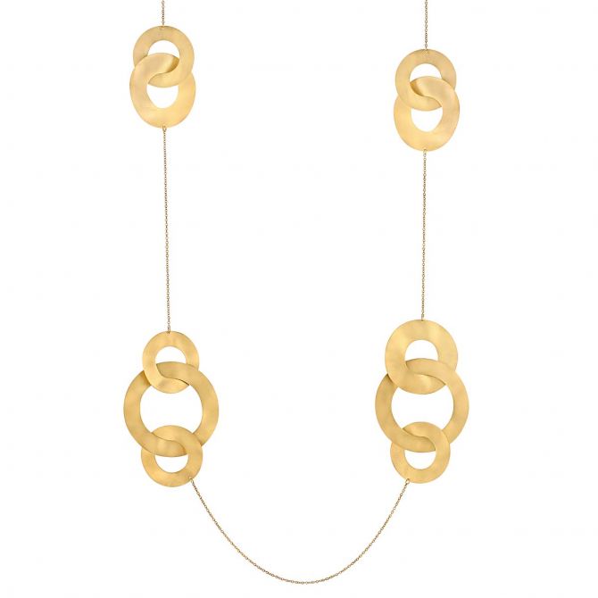 Marika Yellow Gold Circle Link 5 Station Necklace, 38"