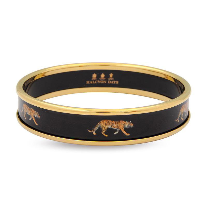 Halcyon Days Tiger Bangle, Black