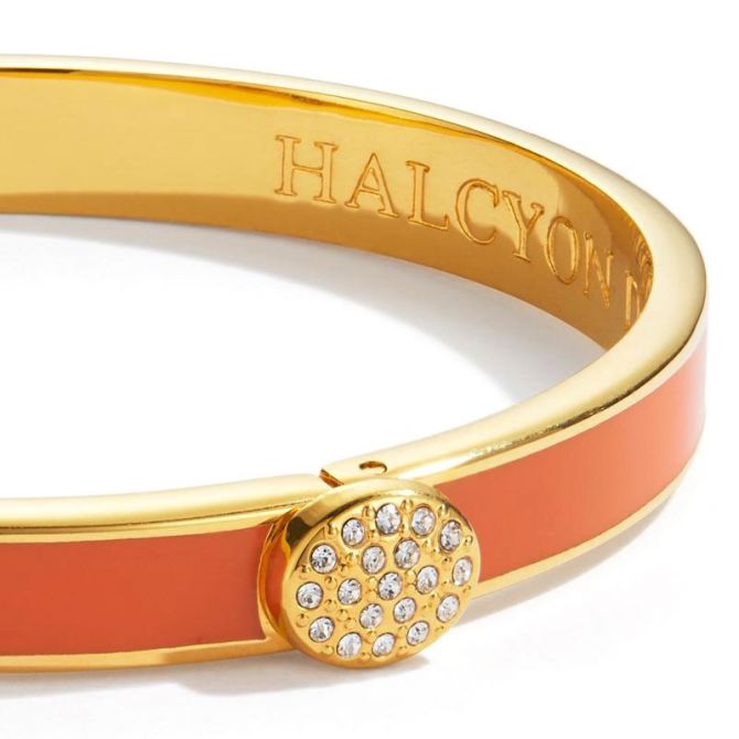 Halcyon Days Skinny Pavé Button Bracelet, Orange and Gold