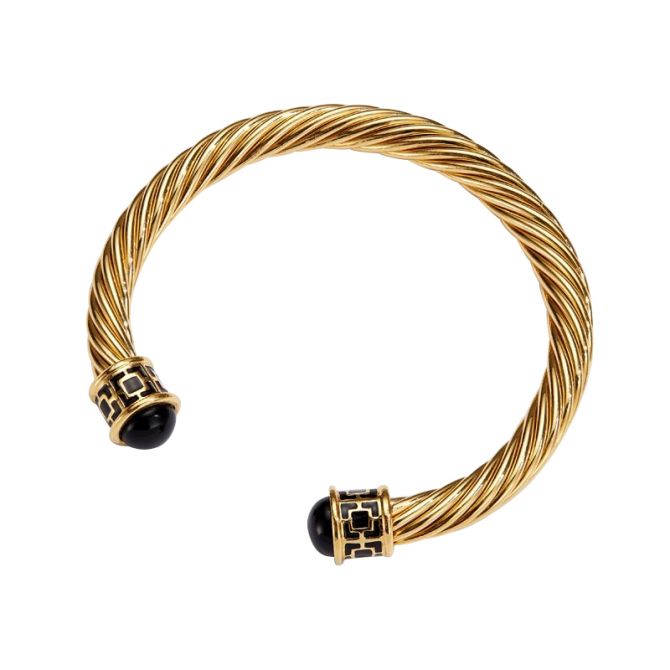 Halcyon Days Maya Torque Black Gold Bangle