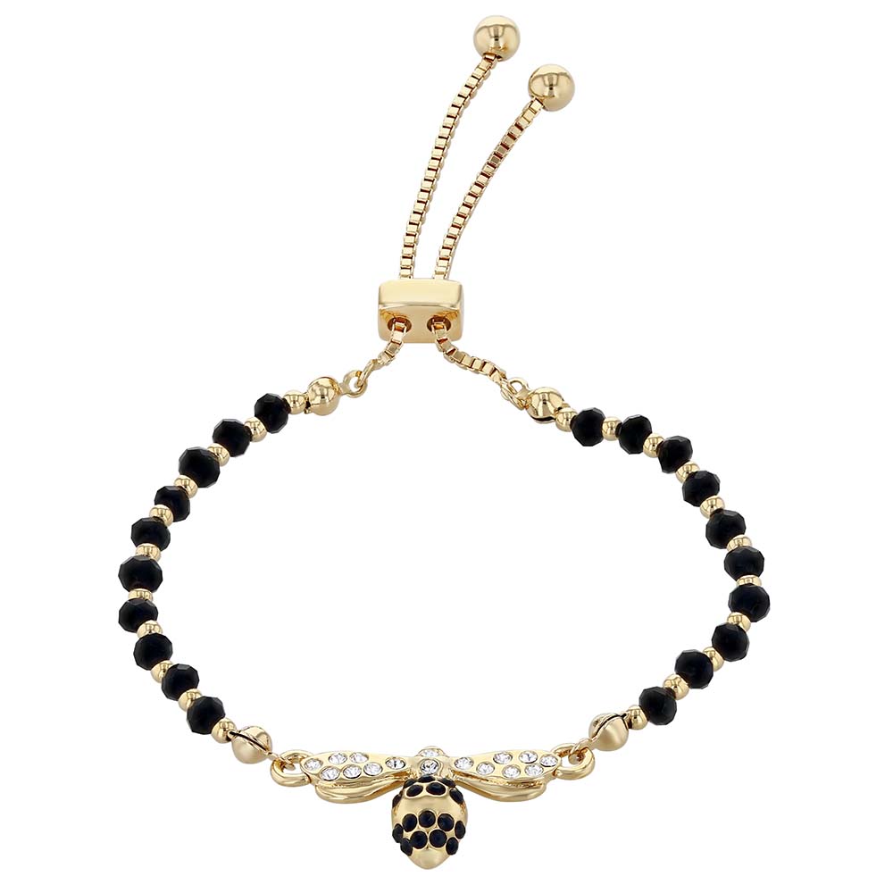 Halcyon Days Bee Sparkle Black & Gold Friendship Bangle