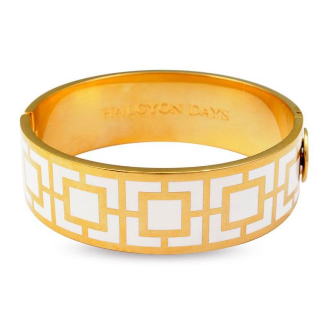 Halcyon Days Maya Bangle, Cream and Gold