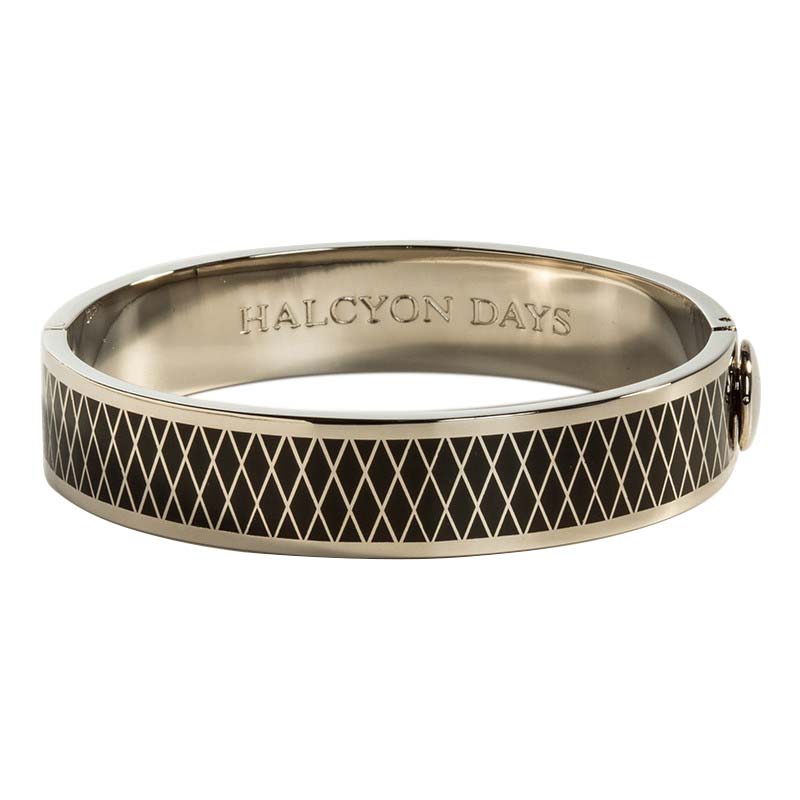 Halcyon Days Parterre Bangle, Black and Palladium