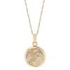 Yellow Gold Guardian Angel Circle Pendant, 15"