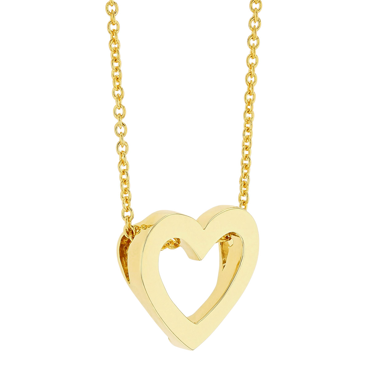 Roberto Coin Tiny Treasures Yellow Gold Flat Heart Pendant Necklace, 18