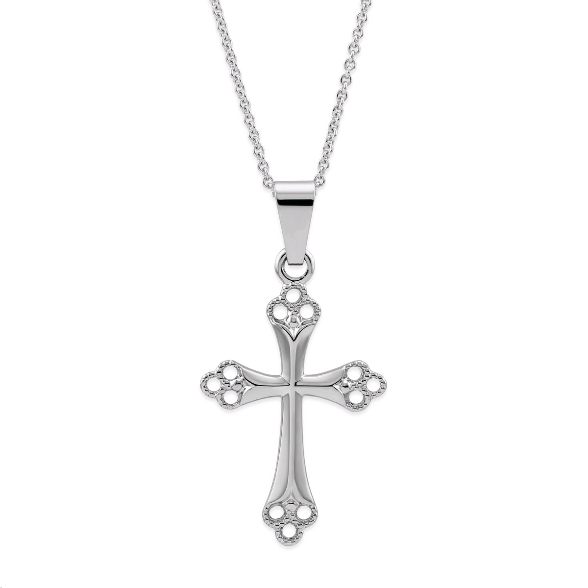 White Gold Filigree Cross Pendant 