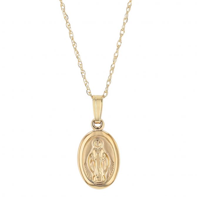 Yellow Gold "Miraculous" Oval Pendant, 15"