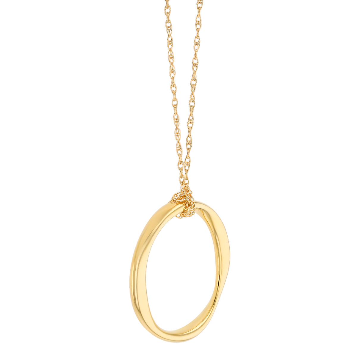 Yellow Gold Wavy Open Circle Pendant, 18