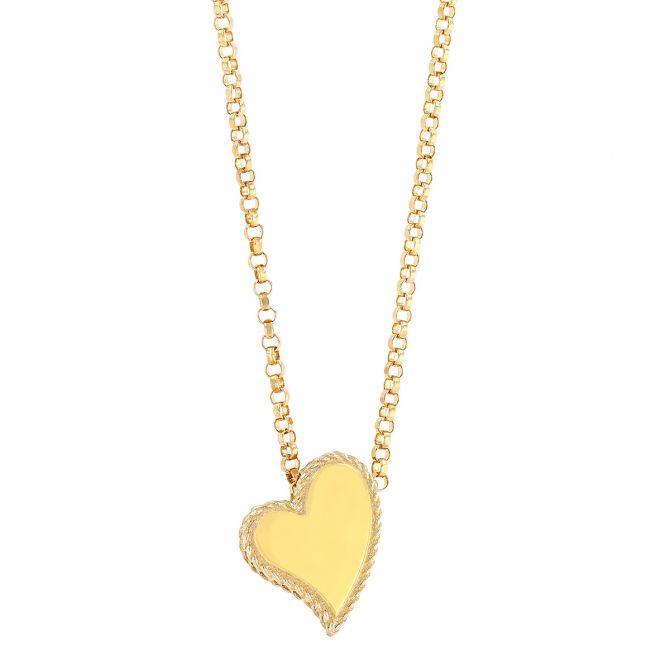 Roberto Coin Princess Yellow Gold Offset Heart Necklace, 18"