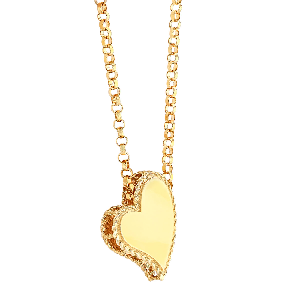 Roberto Coin Princess Yellow Gold Offset Heart Necklace, 18