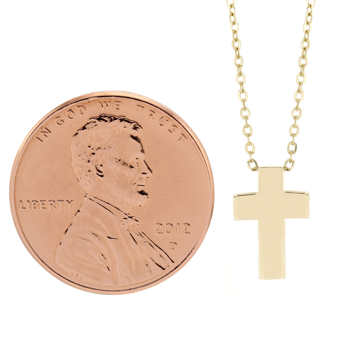 Yellow Gold Wide Cross Pendant, 18