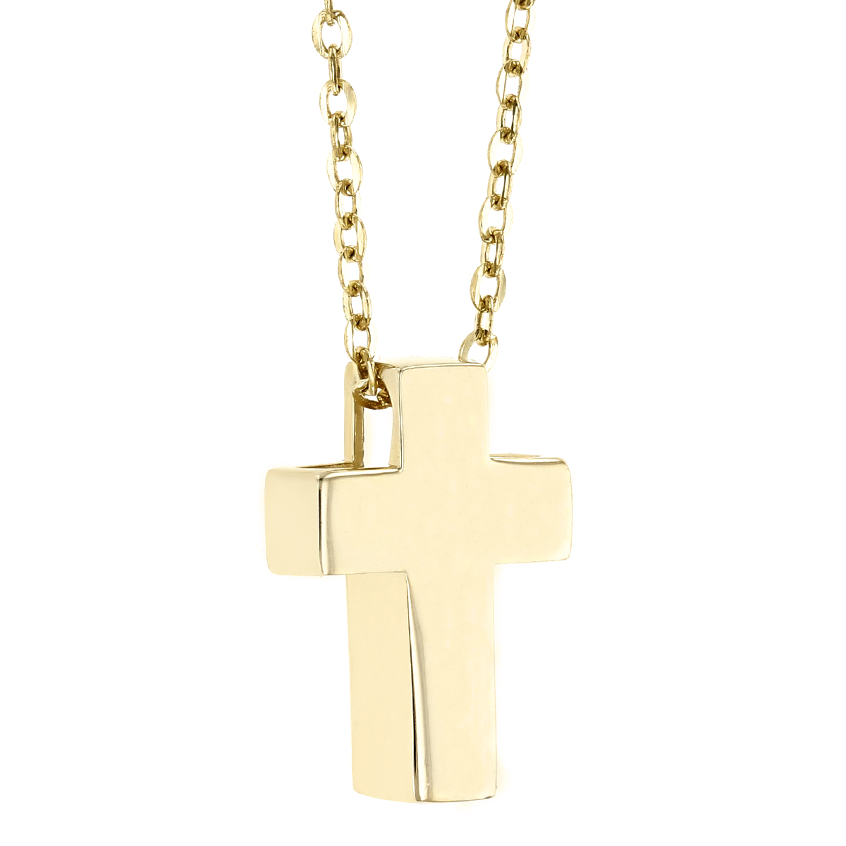 Yellow Gold Wide Cross Pendant, 18