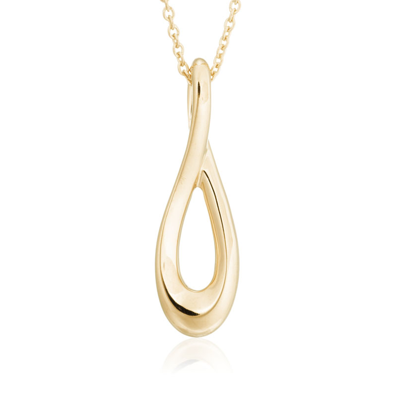 14K Yellow Gold Vertical Cypress Pendant, 18
