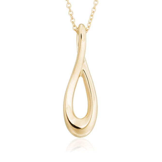 14K Yellow Gold Vertical Cypress Pendant, 18"