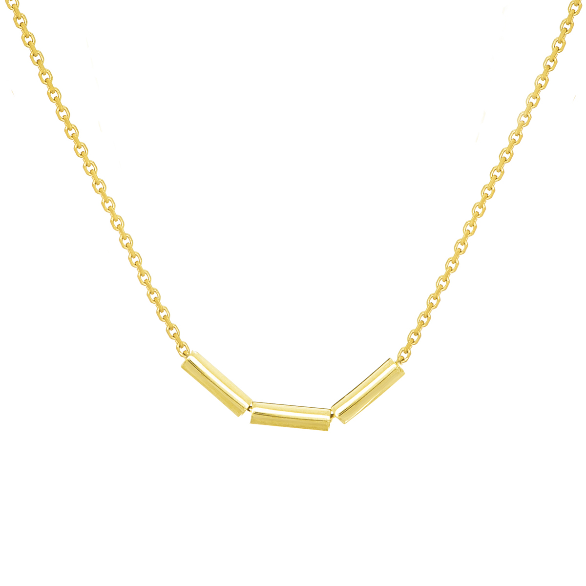 Small Cylinder Trio Necklace in Yellow Gold, 18